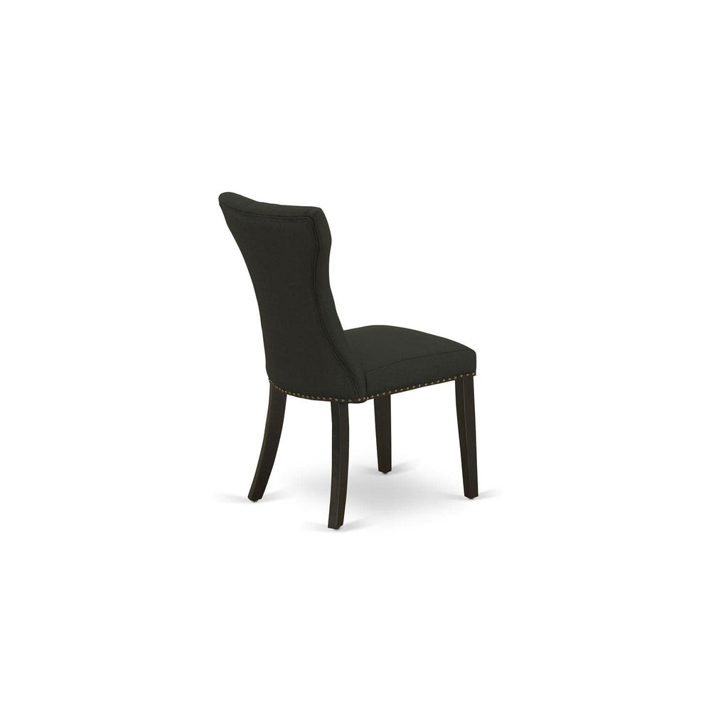 Black Linen Fabric Upholstered Dining Chairs Set of 2 X5252