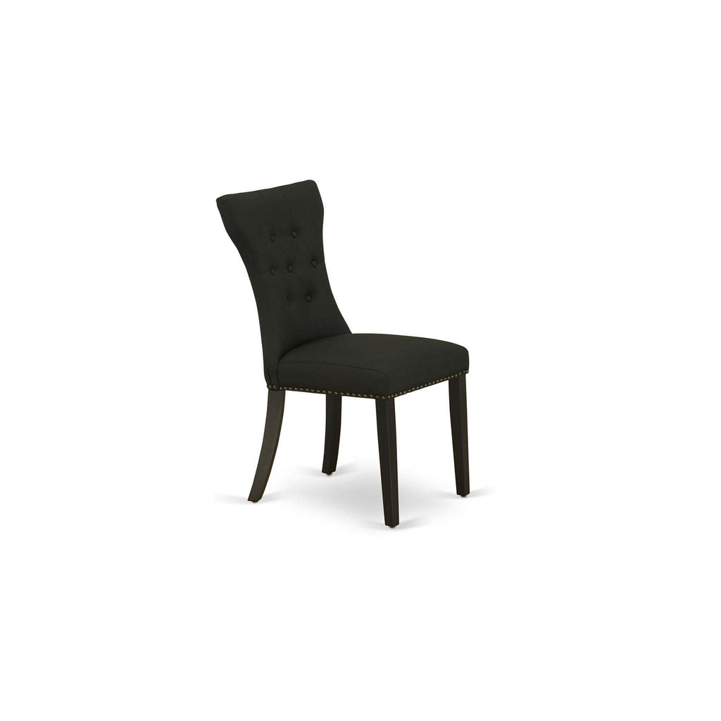 Black Linen Fabric Upholstered Dining Chairs Set of 2 X5252