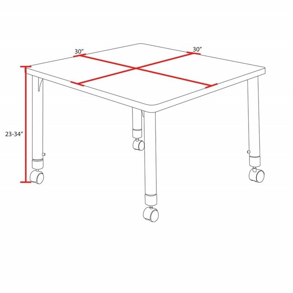 30" Square Mobile Table with 4 Blue Stackable Chairs G5940