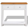 Solid Oak Wood Console Table with Drawers and Shelf F71341
