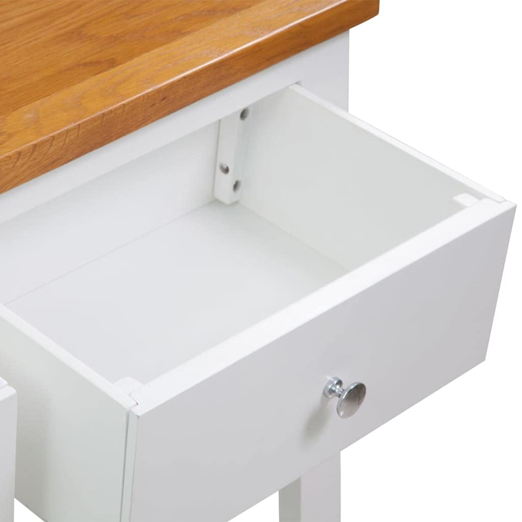 Solid Oak Wood Console Table with Drawers and Shelf F71341