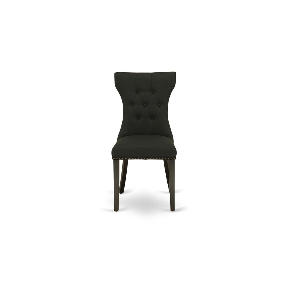 Black Linen Fabric Upholstered Dining Chairs Set of 2 X5252