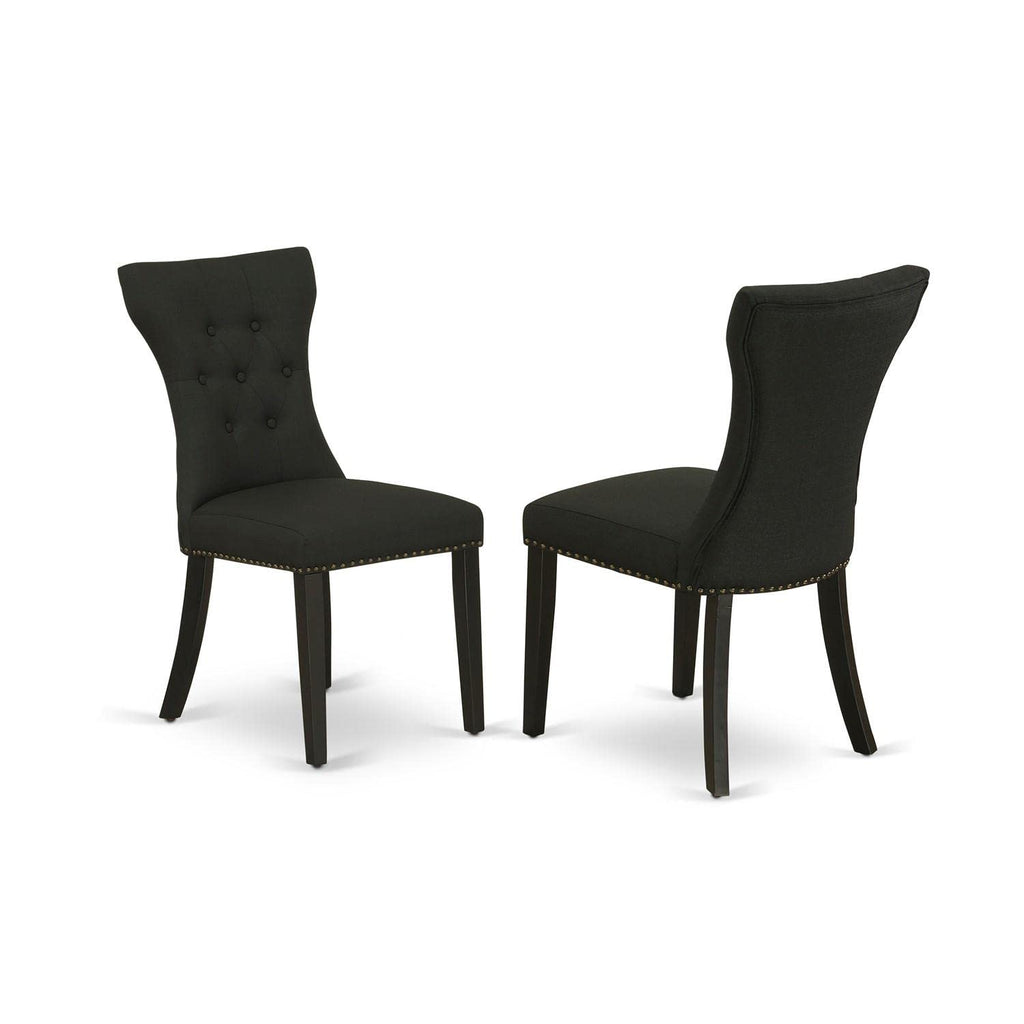 Black Linen Fabric Upholstered Dining Chairs Set of 2 X5252