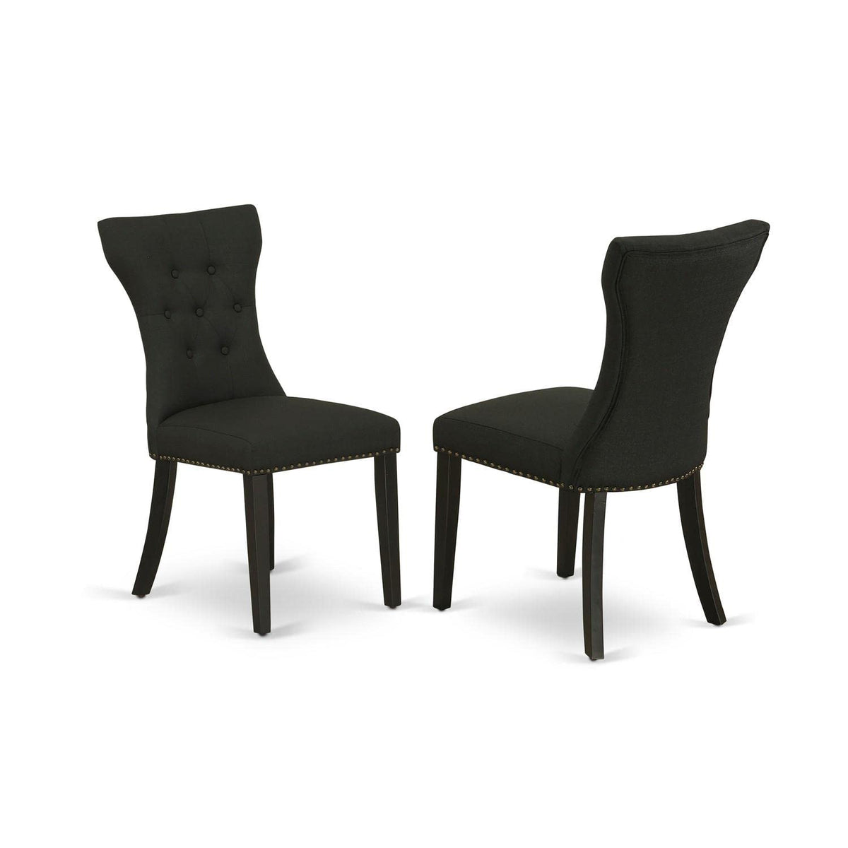 Black Linen Fabric Upholstered Dining Chairs Set of 2 X5252