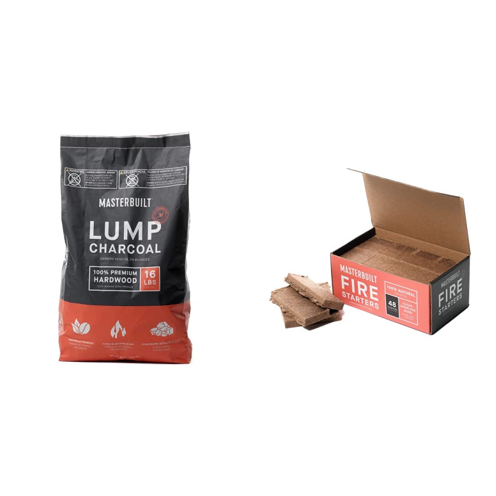 16 lb Lump Charcoal + 48 Fire Starters Bundle E3819
