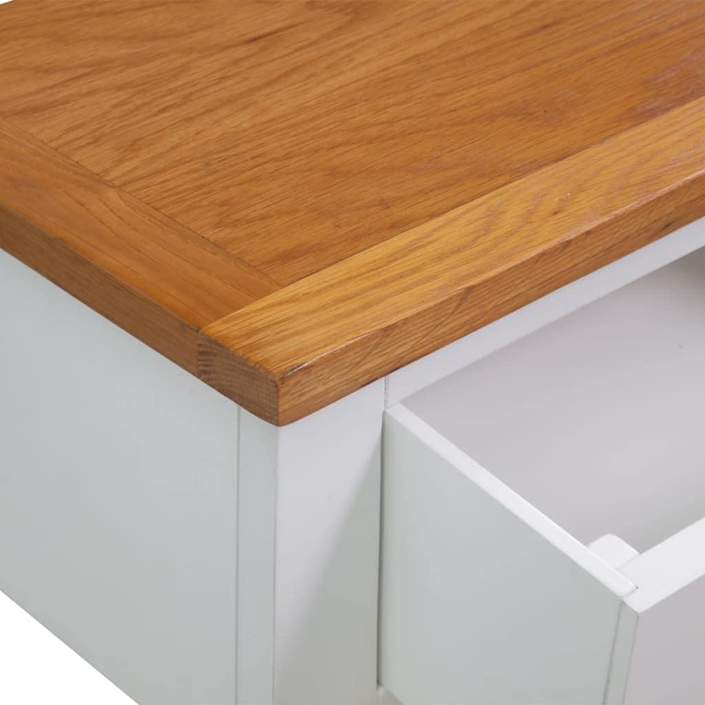 Solid Oak Wood Console Table with Drawers and Shelf F71341