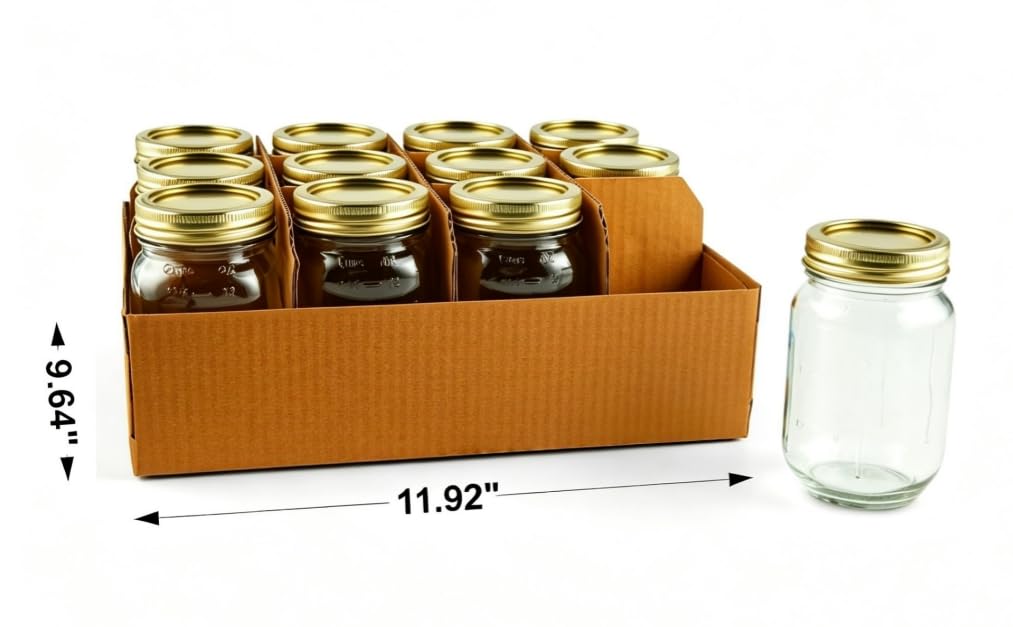 16 oz Regular Mouth Mason Jars with Lids & Rings R3358