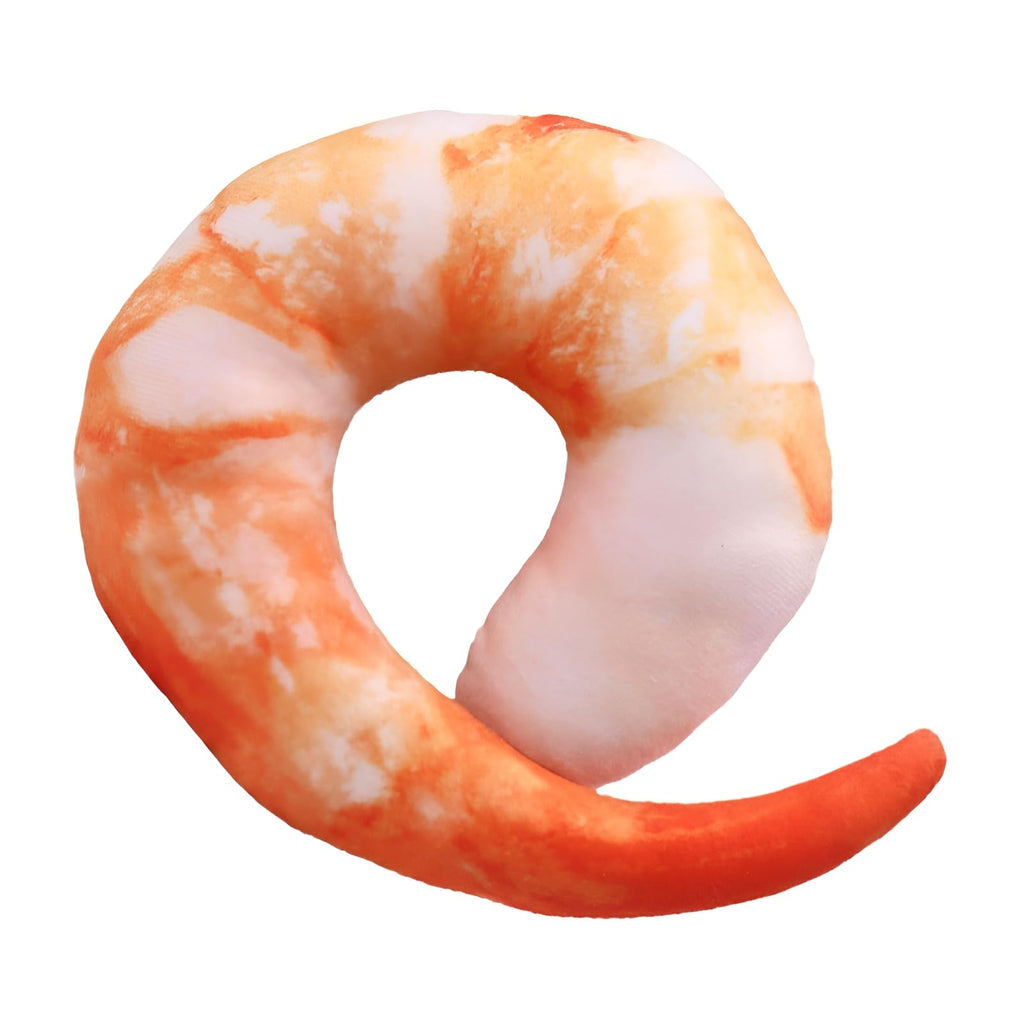 Orange White 3D Shrimp Shape Dog Squeaky Plush Toy V9670