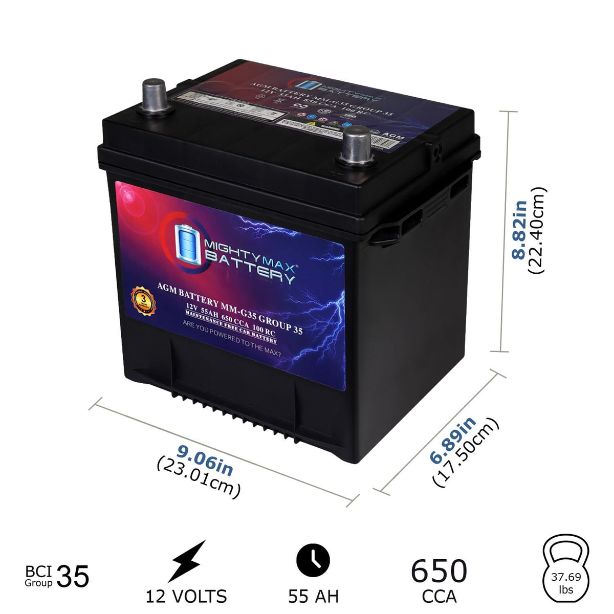 12V 55Ah AGM Replacement Battery K7445