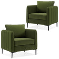 Olive Green Velvet Accent Chairs Set of 2 P3868