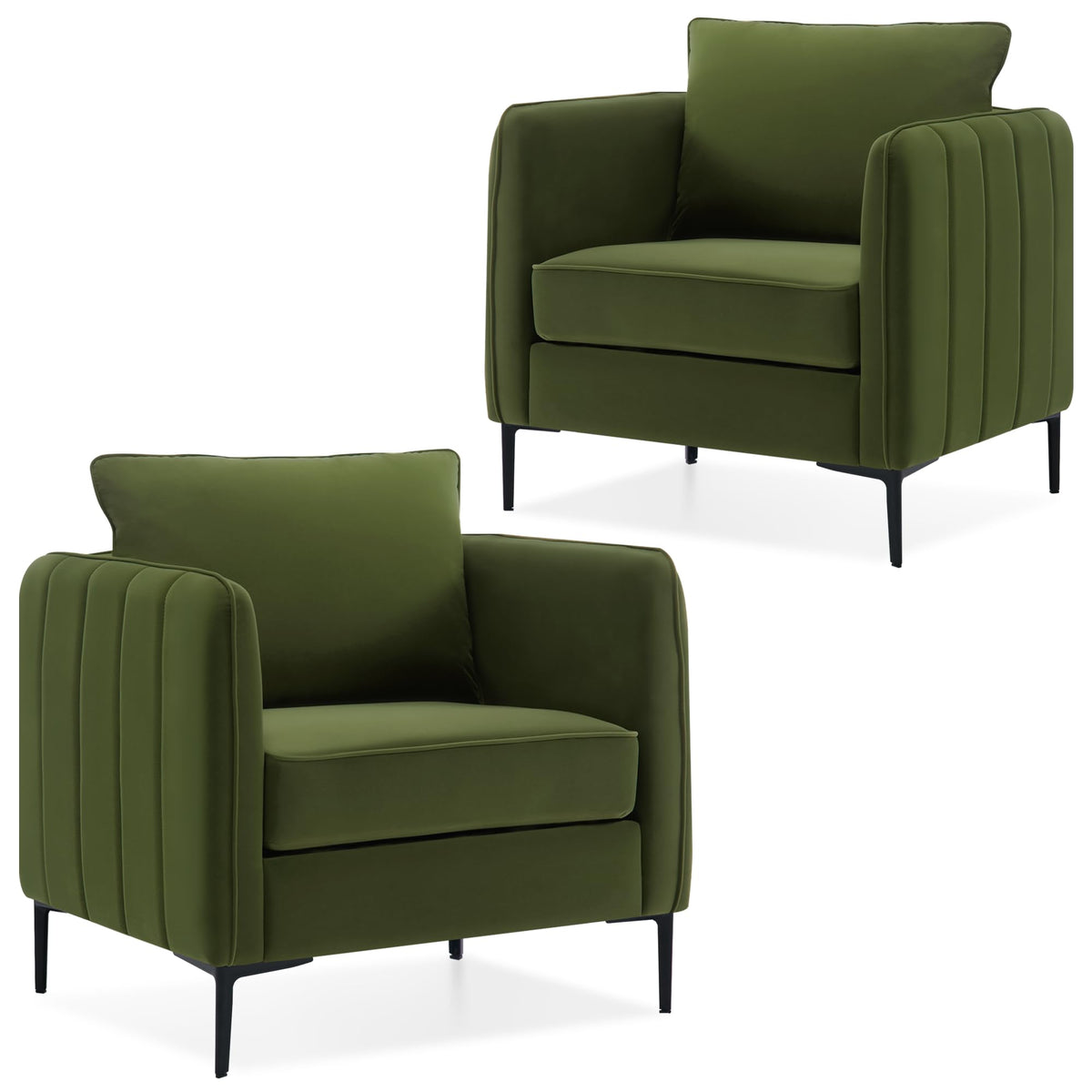 Olive Green Velvet Accent Chairs Set of 2 P3868