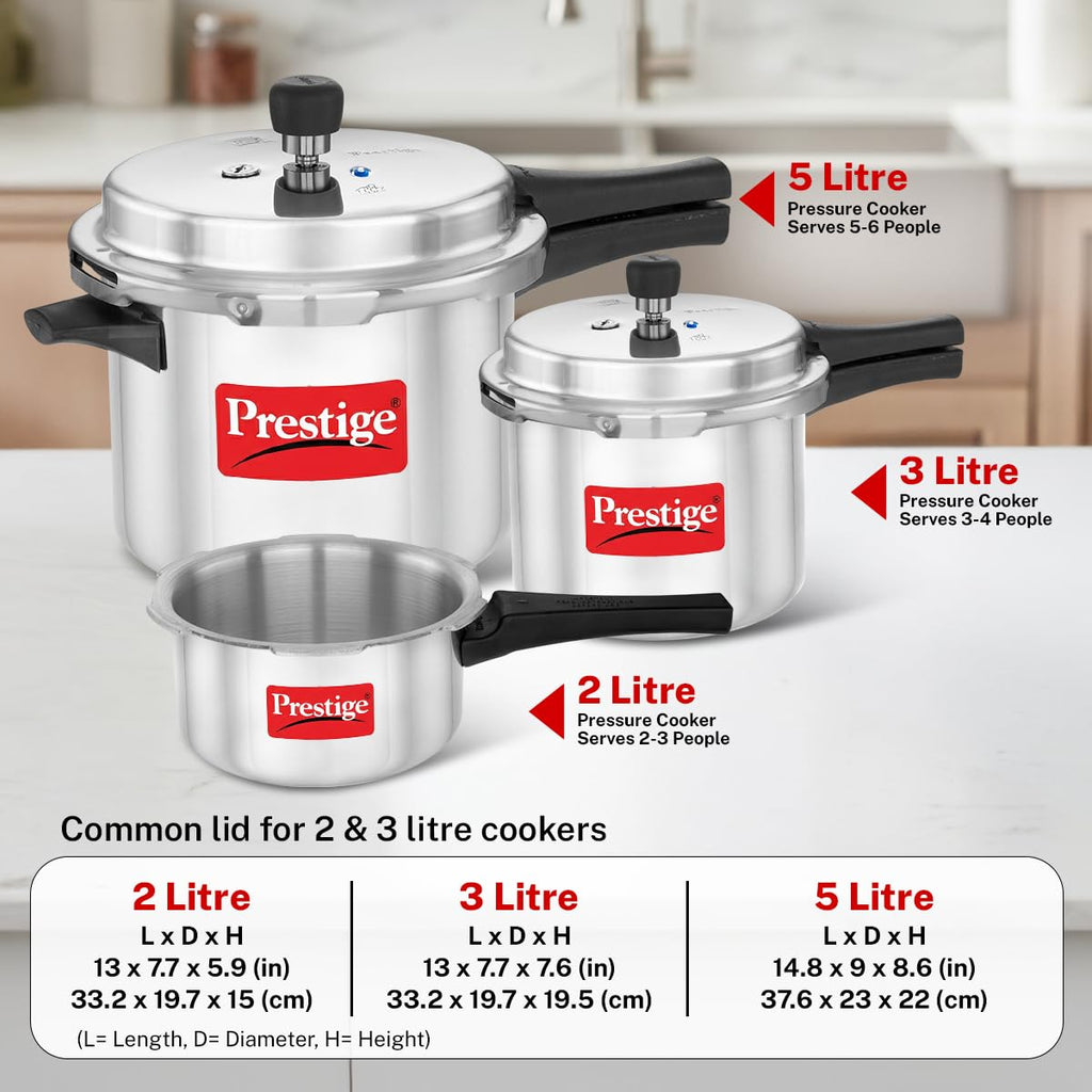 2L+3L+5L Aluminium Pressure Cooker Set with 2 Lids A99548