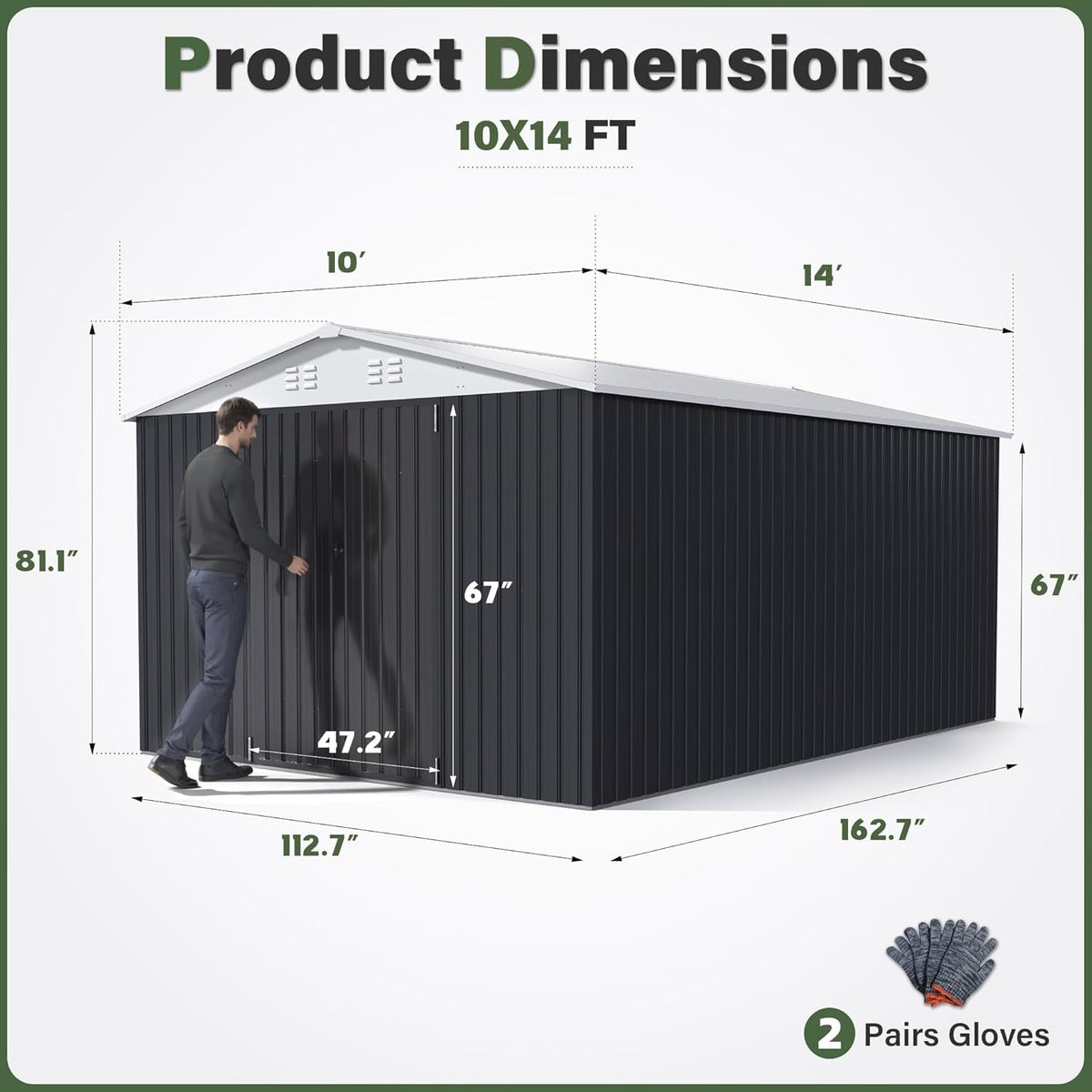 10x14 Outdoor Storage Metal Shed V294