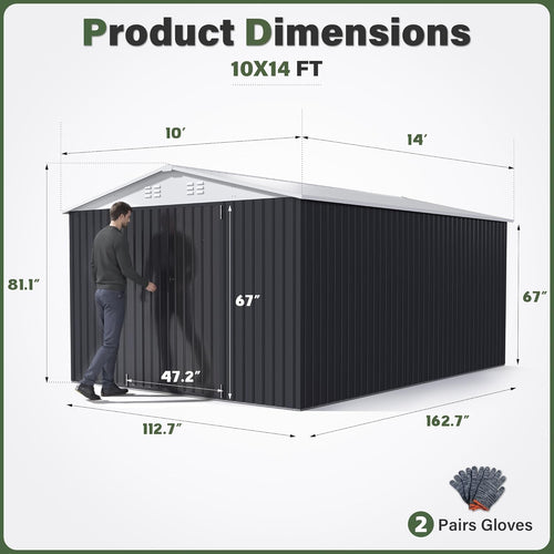 10x14 Outdoor Storage Metal Shed V294