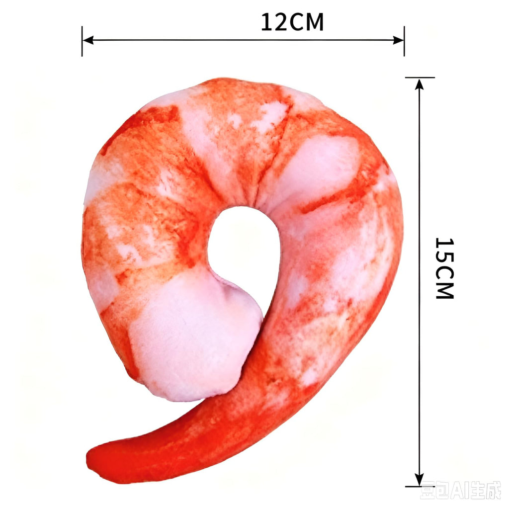 Orange White 3D Shrimp Shape Dog Squeaky Plush Toy V9670
