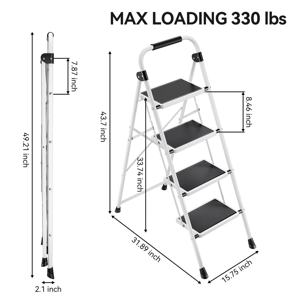 4 Step Folding Step Stool with Anti-Slip Wide Pedal V388500