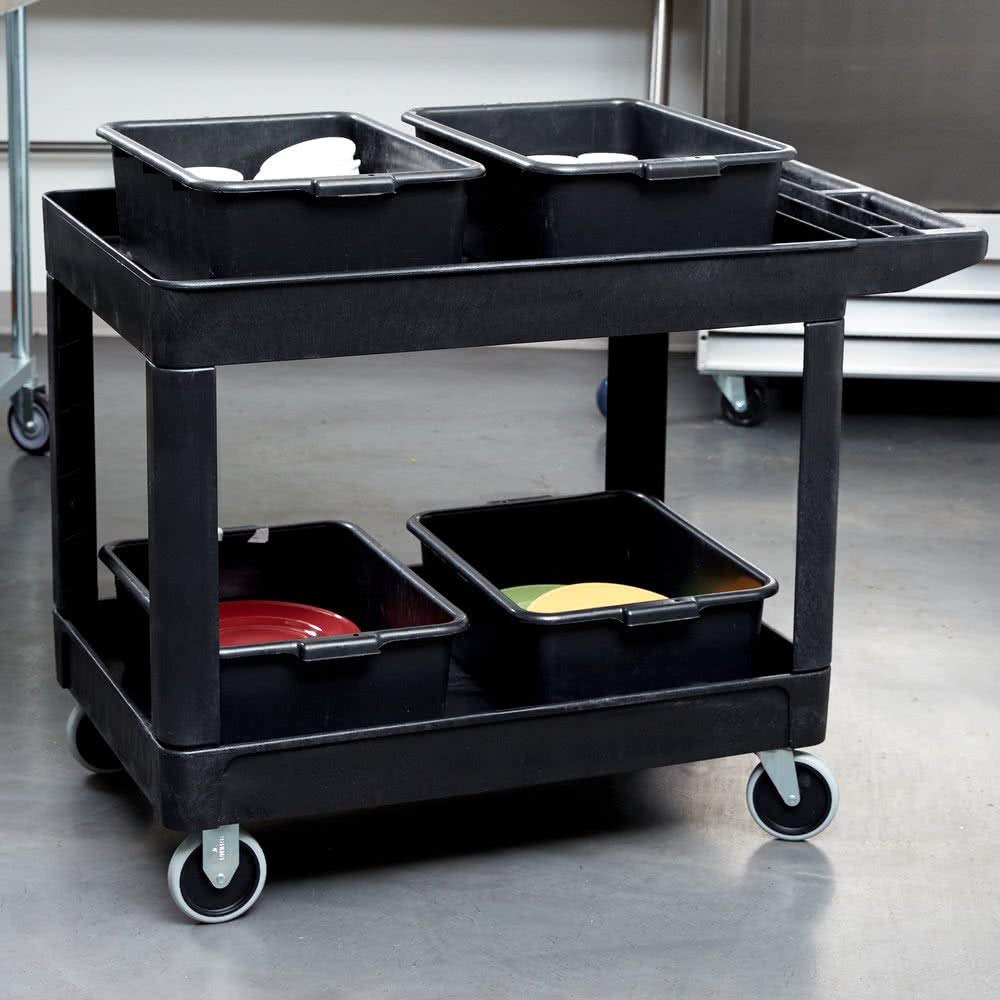 2-Shelf Utility Service Cart, Black, 500 lbs. Capacity X564839