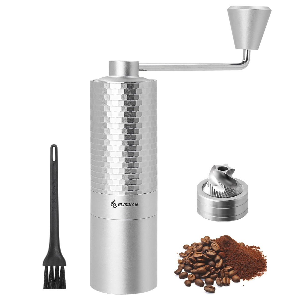 Manual Coffee Grinder, Stainless Steel Conical Burr Hand Grinder, 25g Coffee Bean Mill with Magnetic Handle, Dual Bearing Metal Body for Travel and Camping Y873