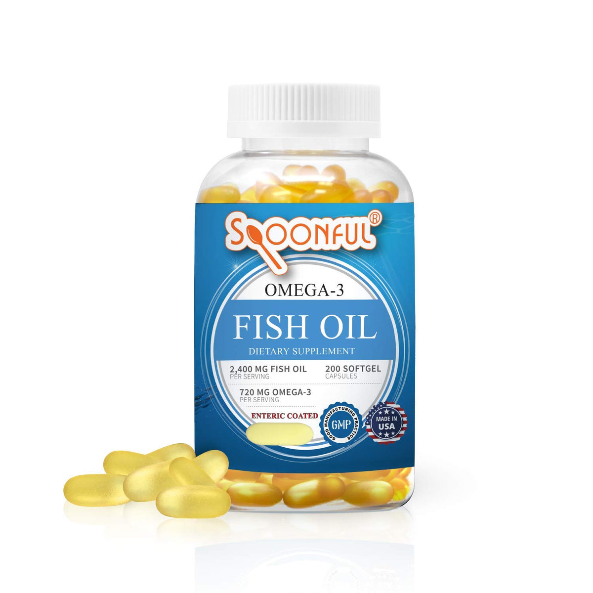 Omega 3 Fish Oil 2400mg 200 Capsules Softgel D715847