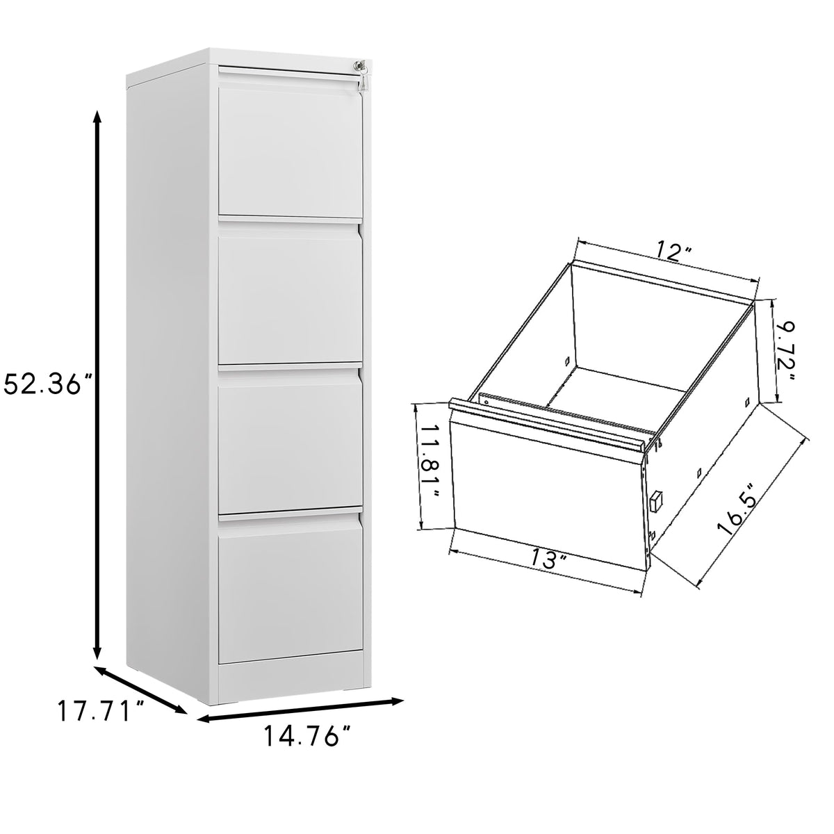 4 Drawer Vertical Metal File Cabinet with Lock F32962