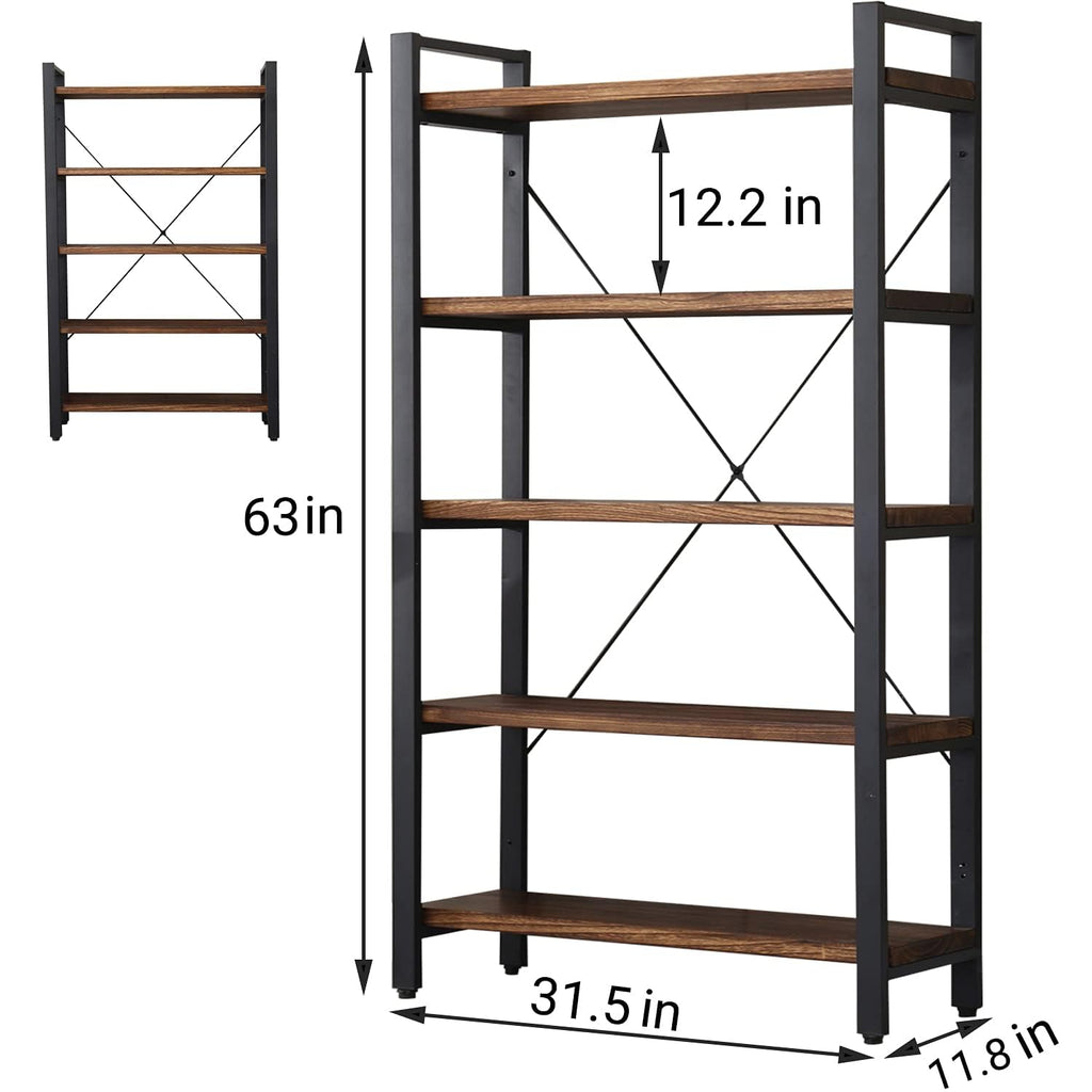 5 Tier Solid Wood Metal Bookcase T311