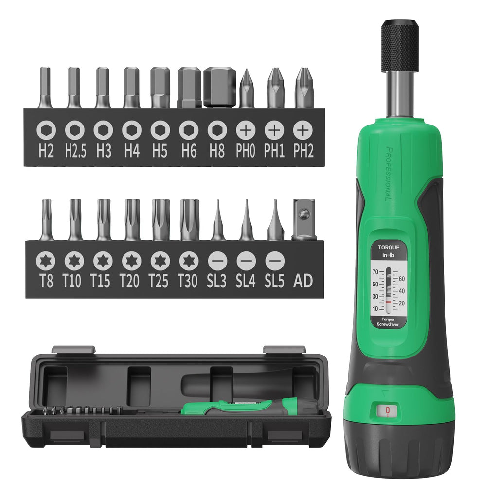1/4" Drive 10-70 Inch Pounds 20 Pcs Torque Screwdriver Set Y941