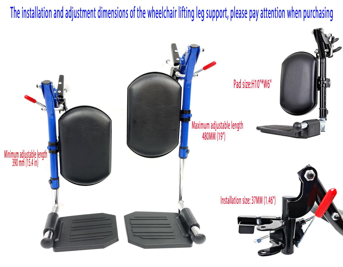 Blue Wheelchair Elevating Leg Rest with Padded Calf Pad M461