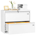 White 2 Drawer Lateral File Cabinet with Lock J756593
