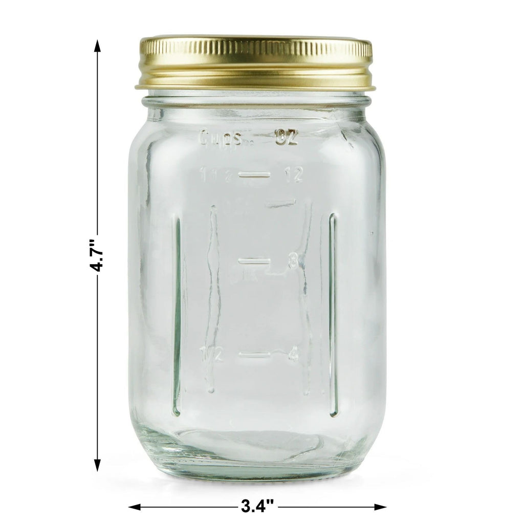 16 oz Regular Mouth Mason Jars with Lids & Rings R3358