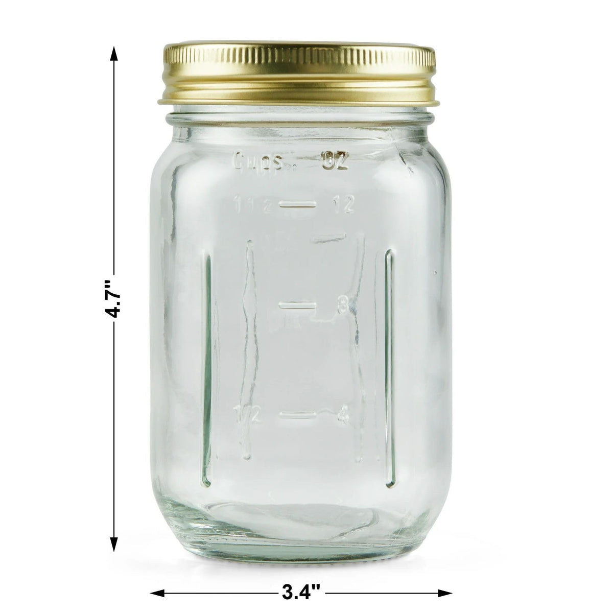 16 oz Regular Mouth Mason Jars with Lids & Rings R3358