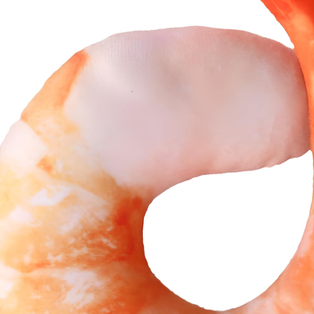 Orange White 3D Shrimp Shape Dog Squeaky Plush Toy V9670