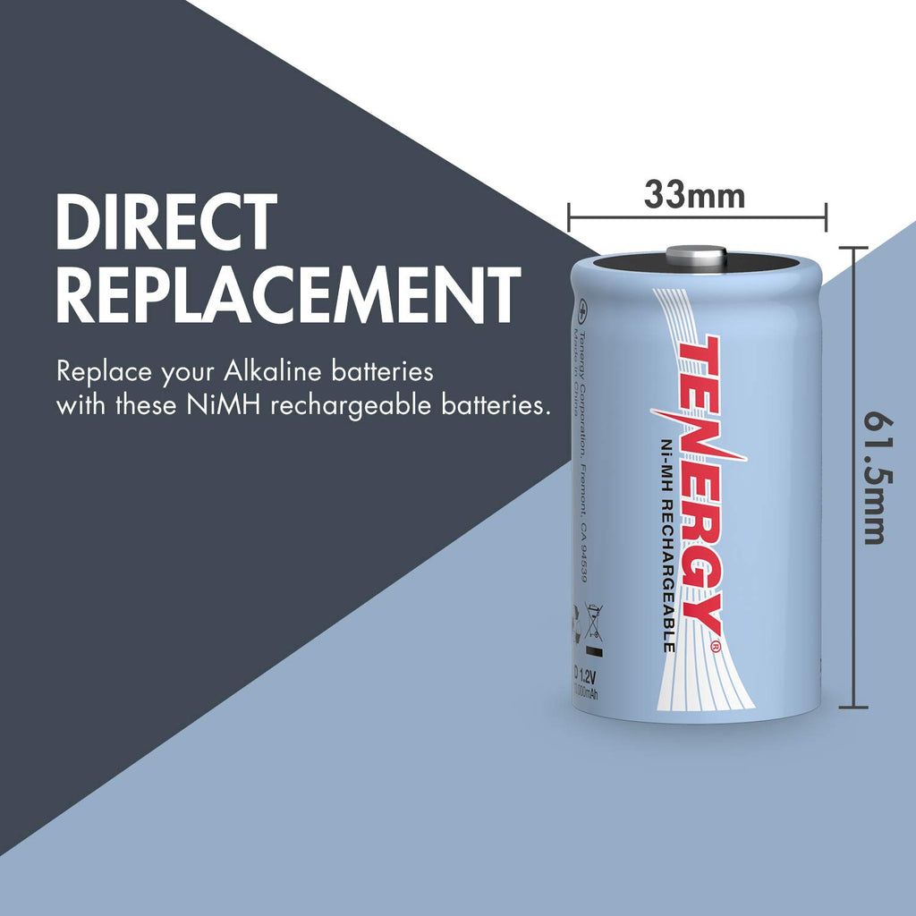D Rechargeable Batteries 10000mAh NiMH 8-Pack I8360
