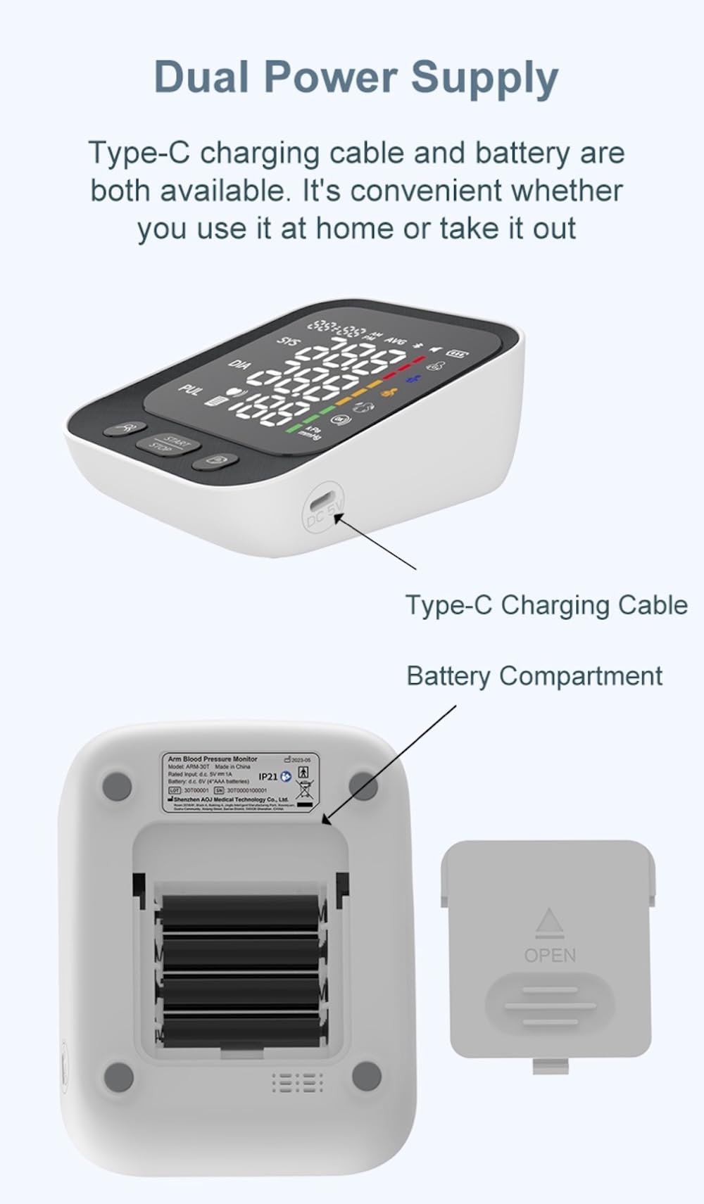Automatic Upper Arm Blood Pressure Monitor with Large LED Screen and Adjustable Cuff P25980
