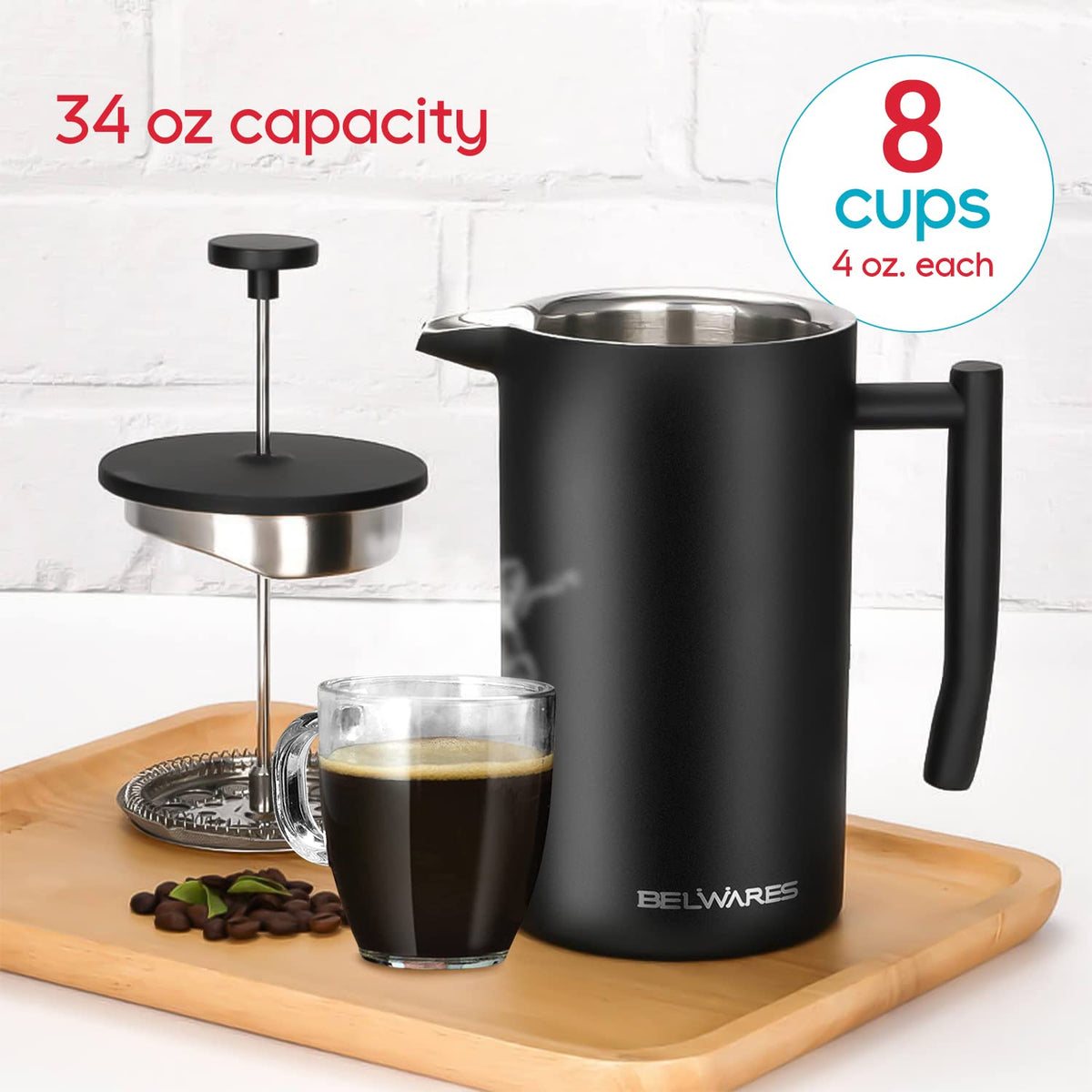 34oz Insulated Stainless Steel French Press Q31397