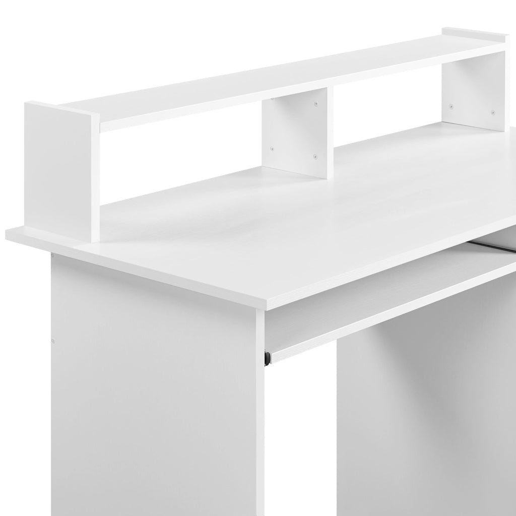 White Computer Desk with Keyboard Tray, Drawers, and Shelves R26811