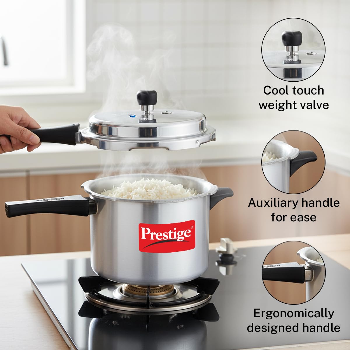 2L+3L+5L Aluminium Pressure Cooker Set with 2 Lids A99548