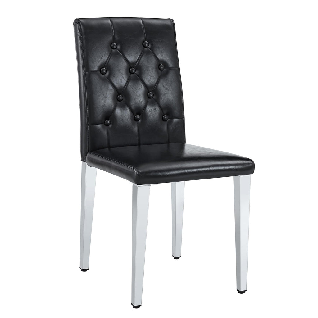 Black Faux Leather Dining Chairs Set of 6 Q319