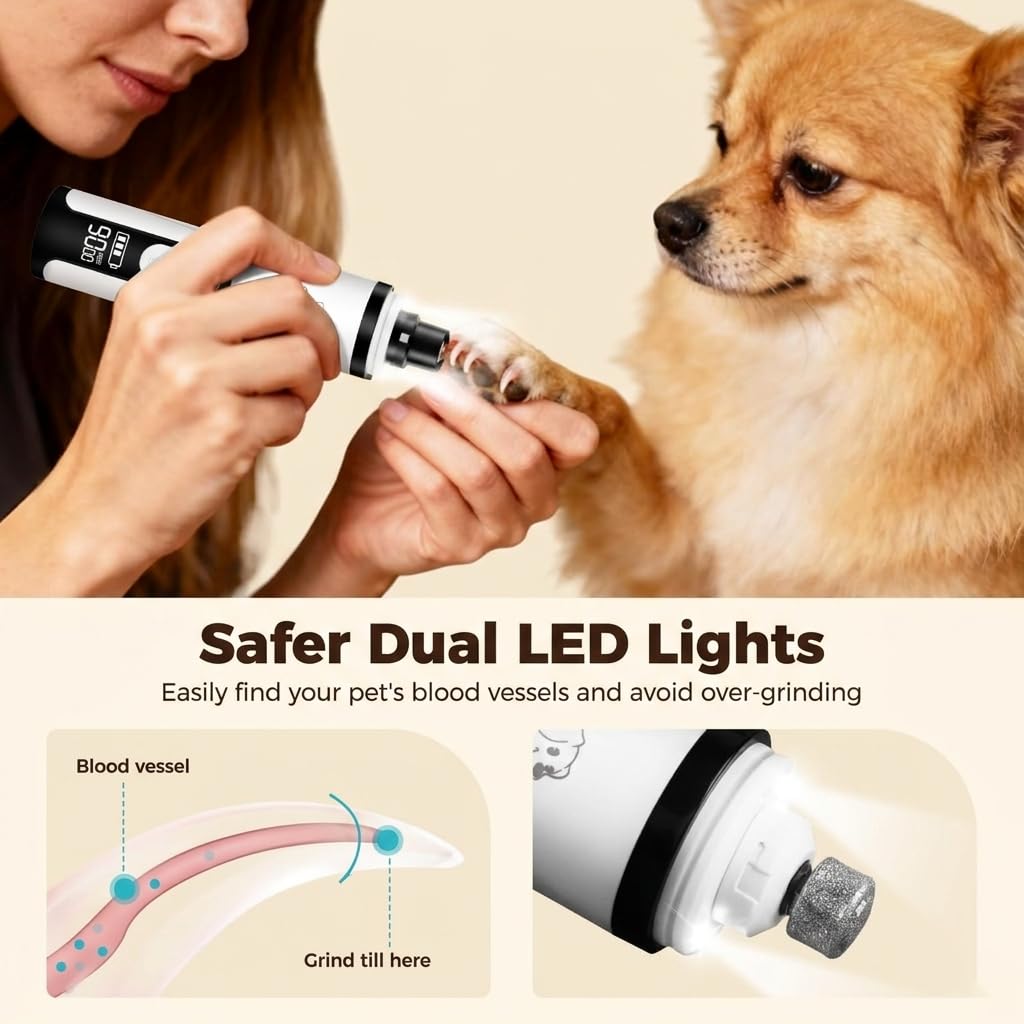 Dog Nail Grinder with Dual LED, 3 Speeds and 2000mAh Battery S245