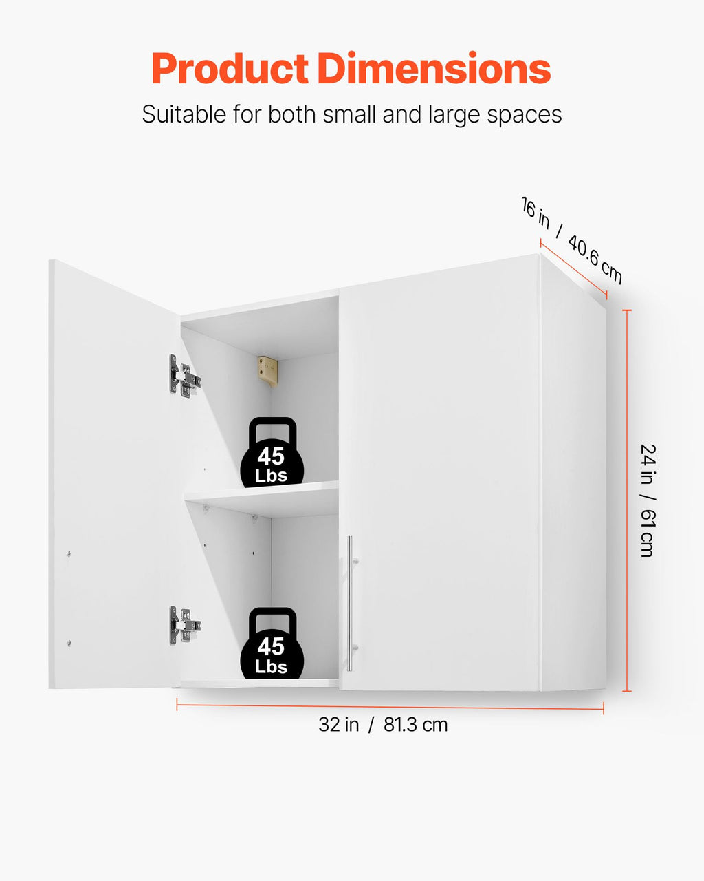 White 2-Tier Wall Mounted Cabinet with Adjustable Shelf Q123