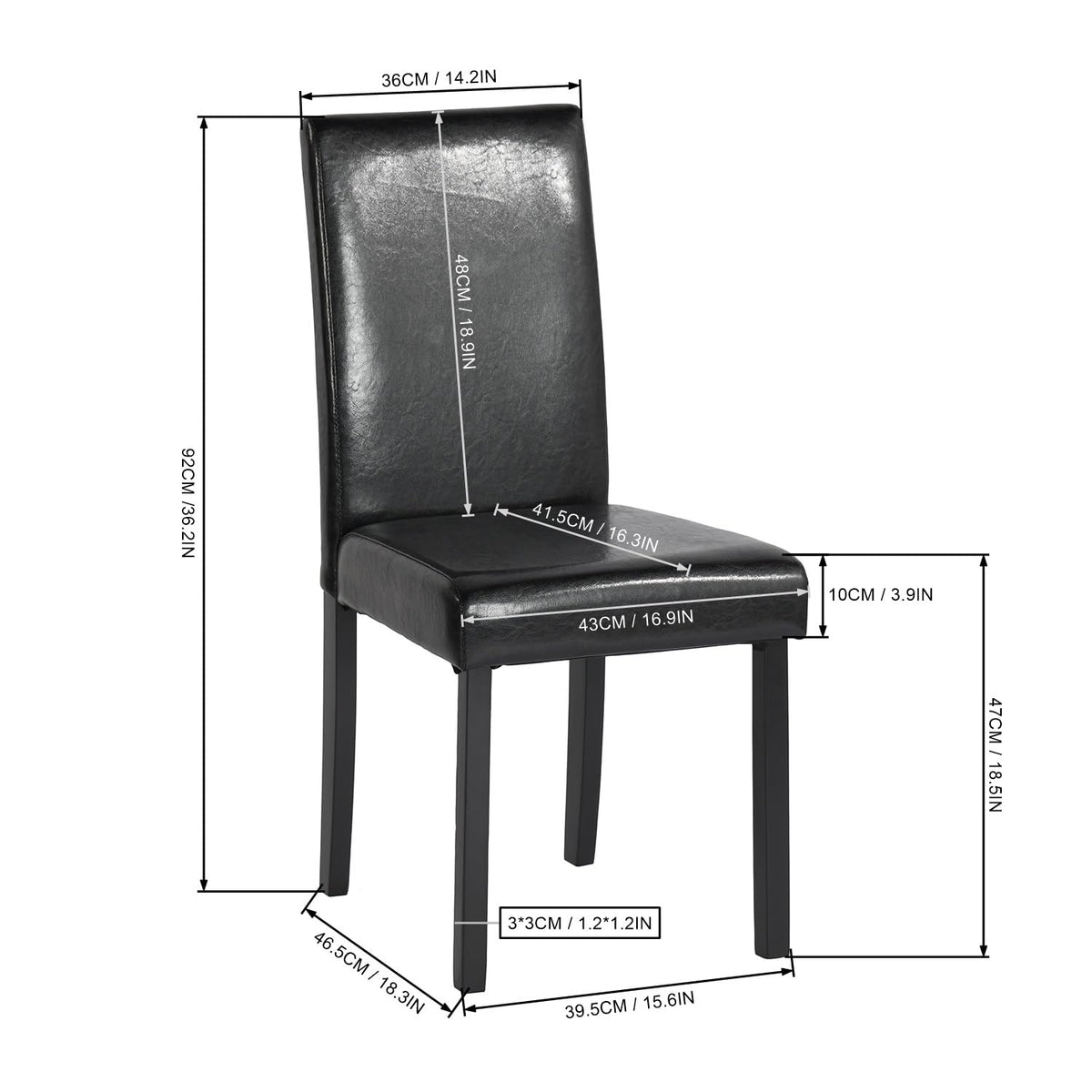Upholstered PU Leather Dining Chairs Set of 4 J5500