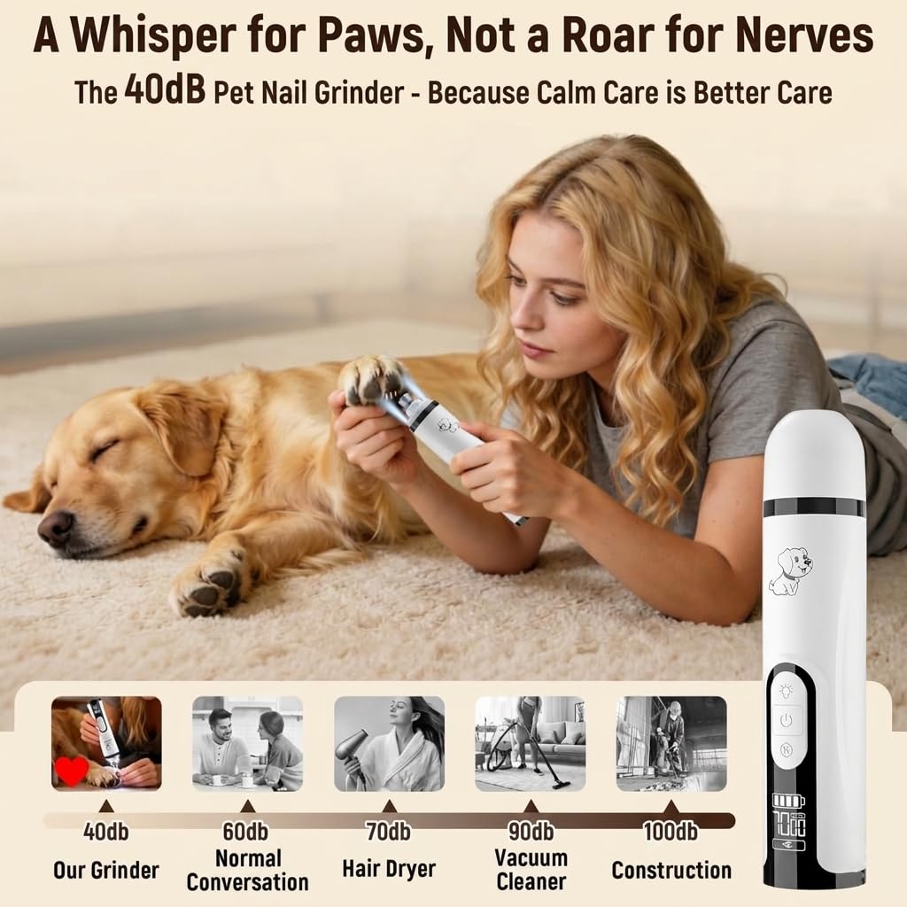 Dog Nail Grinder with Dual LED, 3 Speeds and 2000mAh Battery S245