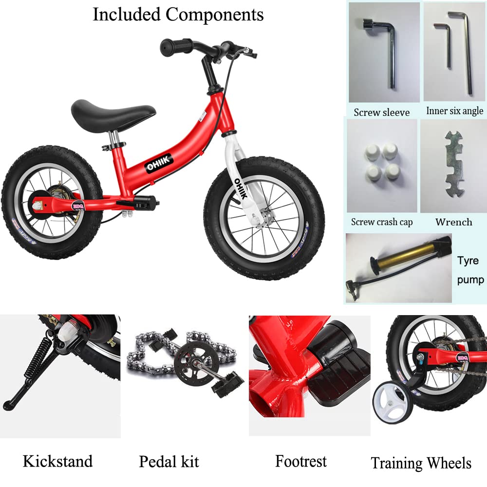 2 in 1 Balance Bike with Pedal Kit, Training Wheels, Brakes F27733