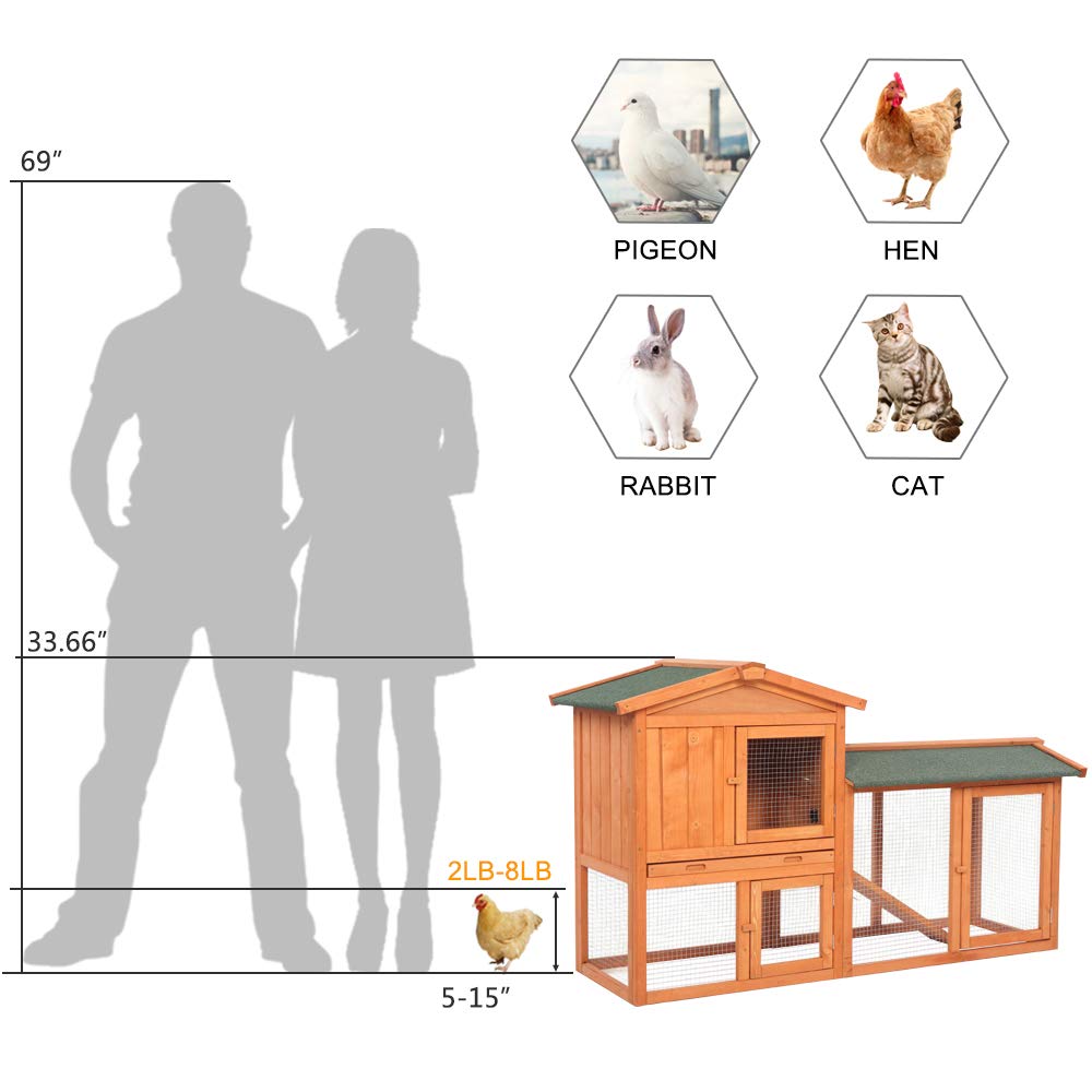 Wooden Chicken Coop with Waterproof Roof and Nesting Box H898