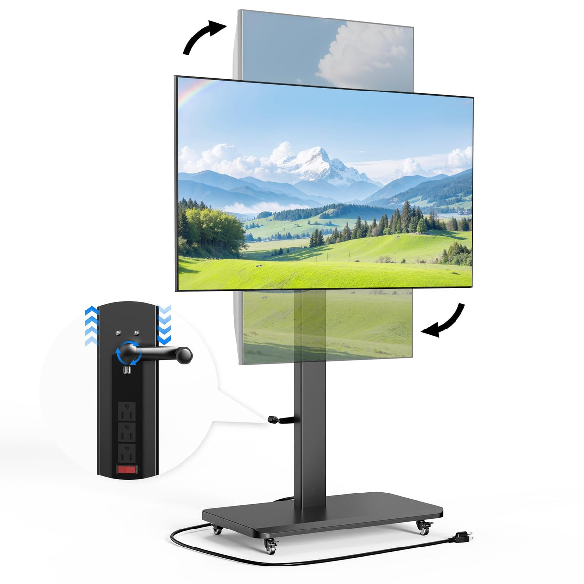 Mobile TV Stand with Power Outlet and Wheels F7991