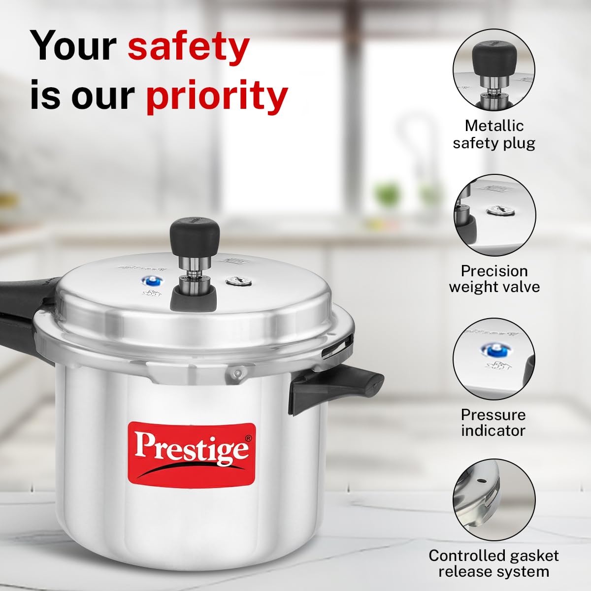 2L+3L+5L Aluminium Pressure Cooker Set with 2 Lids A99548