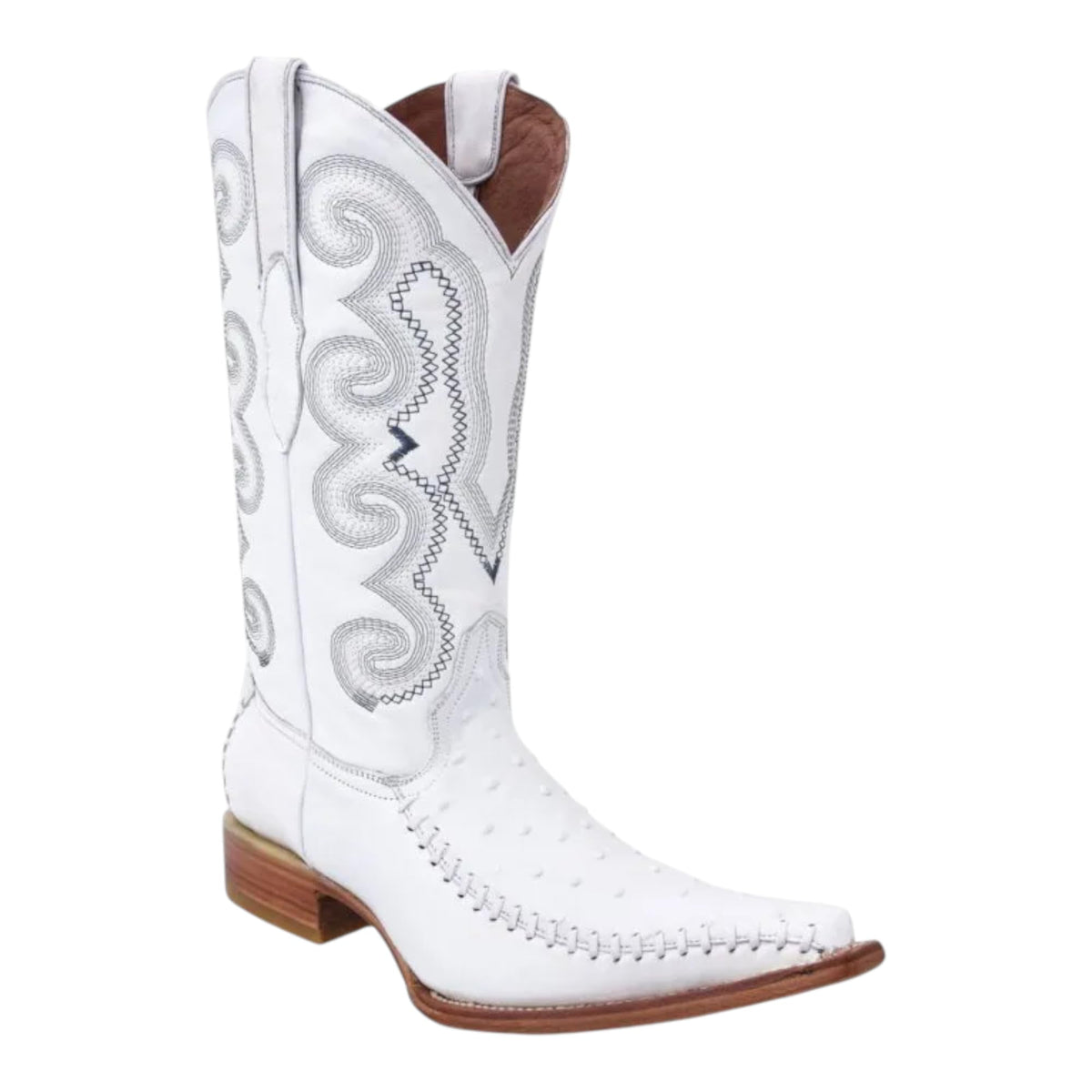 White Ostrich Print Cowboy Boots 3X Toe Western Dress Boots Y680