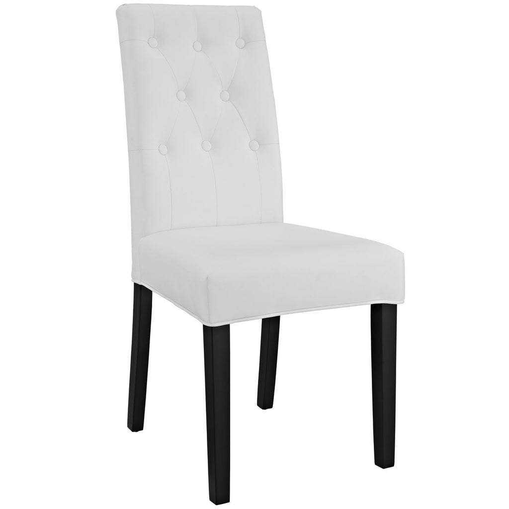 White Tufted Faux Leather Dining Chair R38216