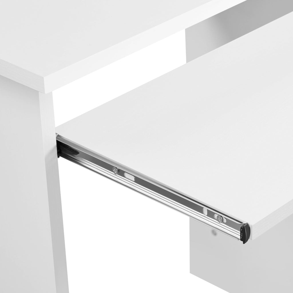 White Computer Desk with Keyboard Tray, Drawers, and Shelves R26811