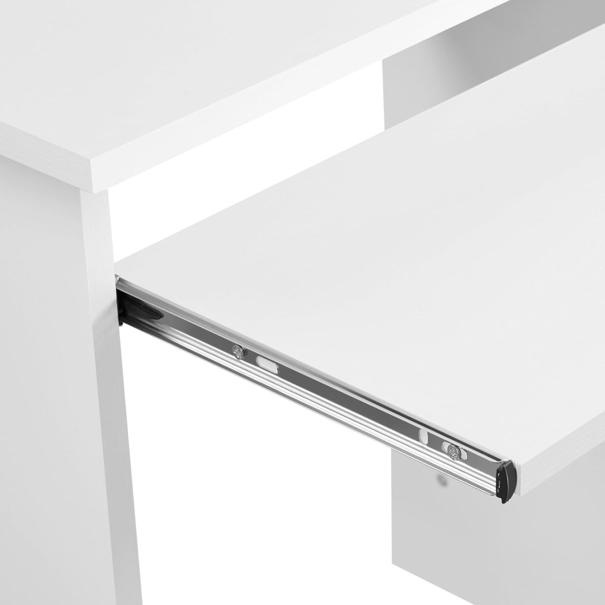 White Computer Desk with Keyboard Tray, Drawers, and Shelves R26811