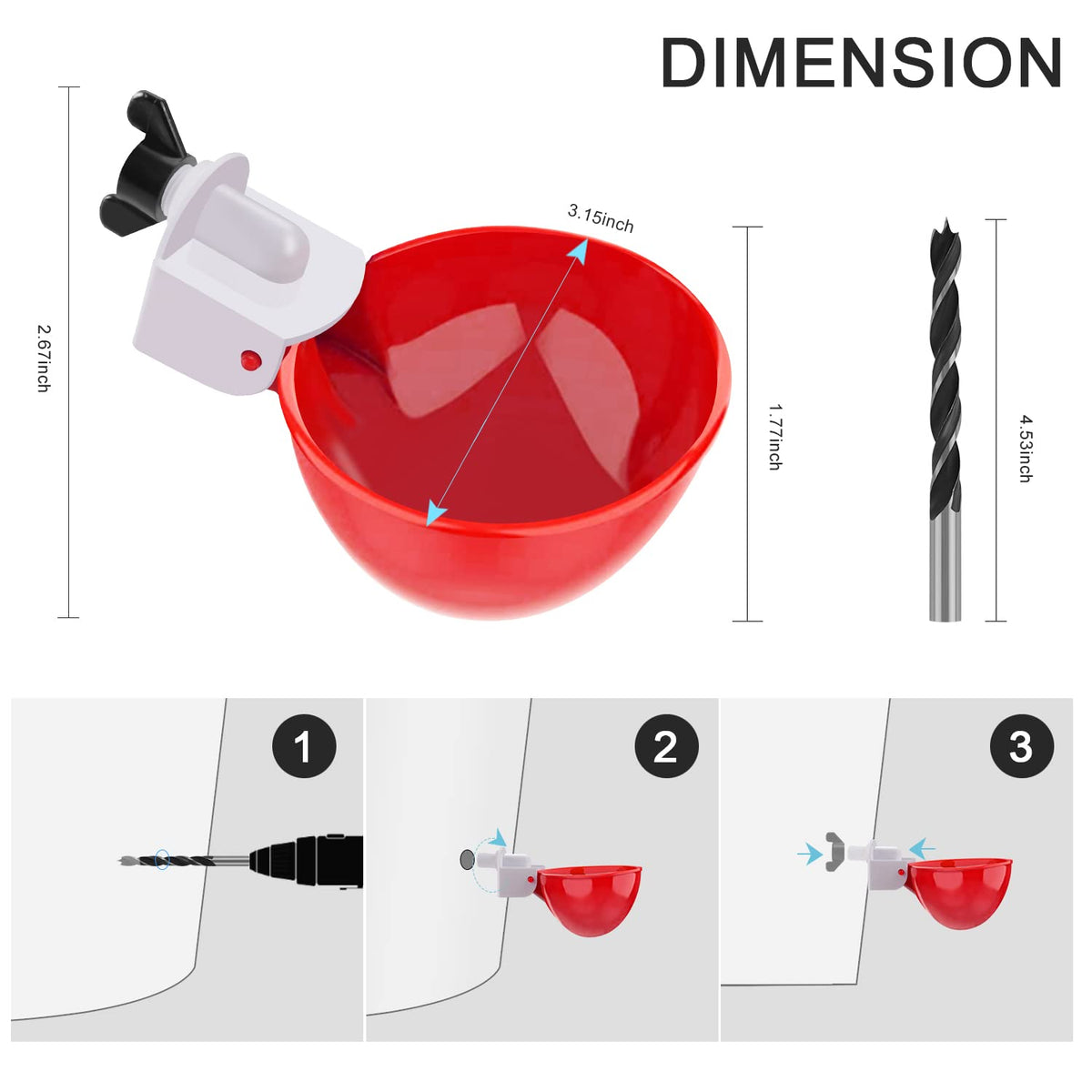 8 Packs Chicken Waterer Cups with Mounting Hole Opener W35219